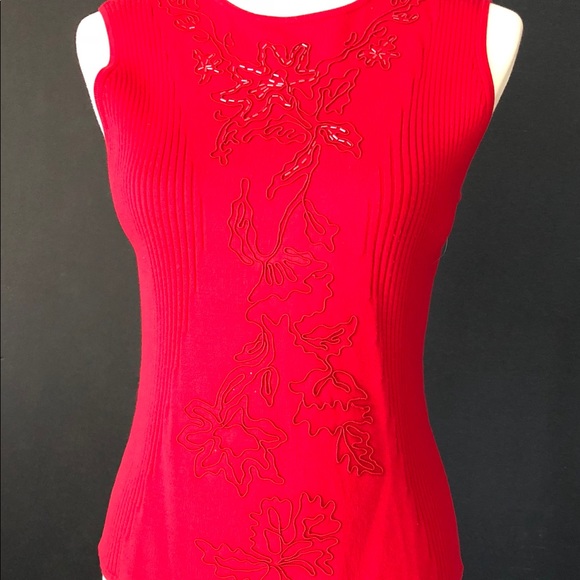 Valerie Stevens Sweaters - Valerie Stevens Red Sleeveless Sweater.